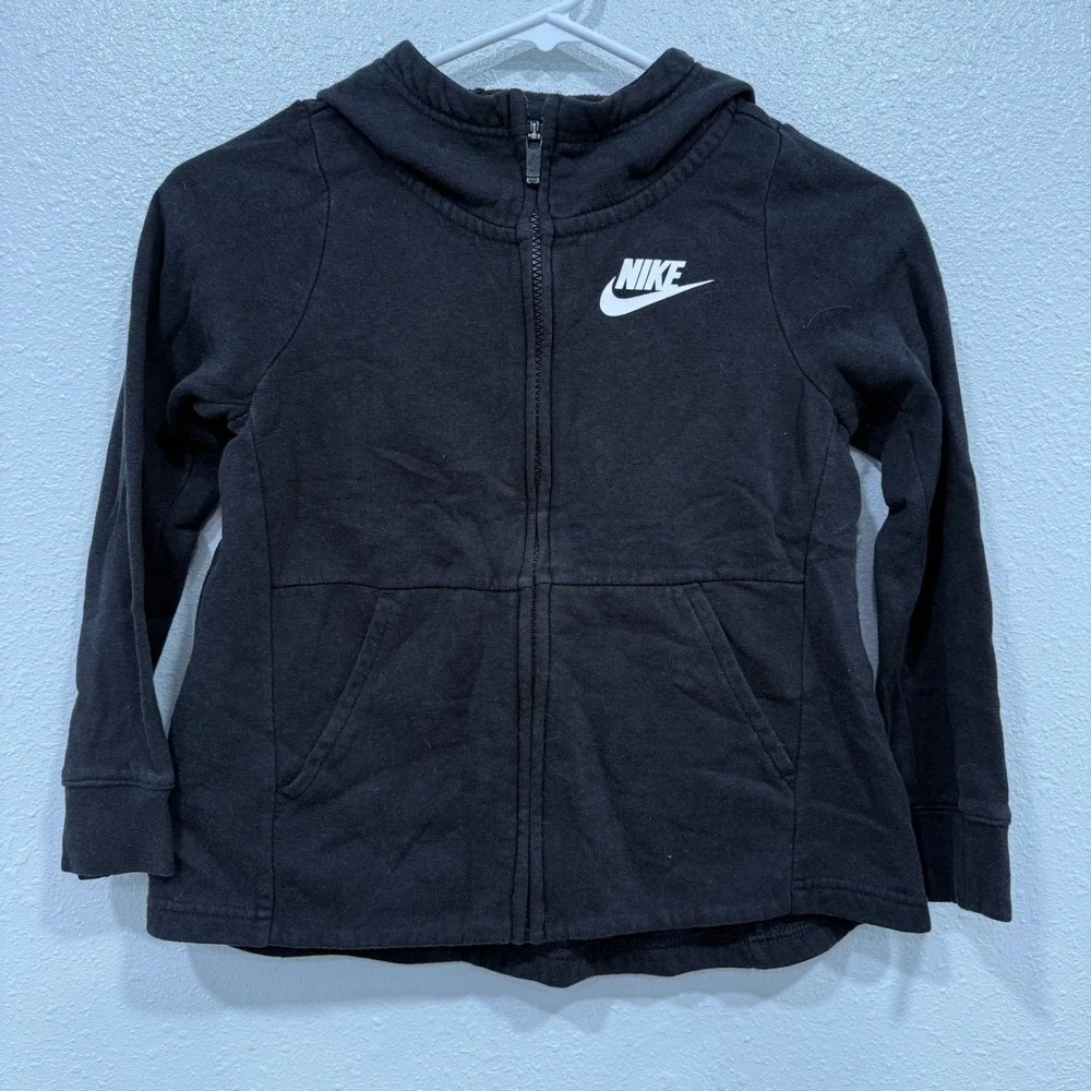 Nike Girls‎ Sportswear Full Zip Hoodie Black Fleece Jacket XS 939459-010